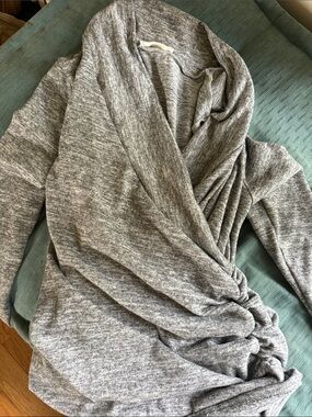 Maternity Gray Heather Wrap-Style Long Sleeve Top